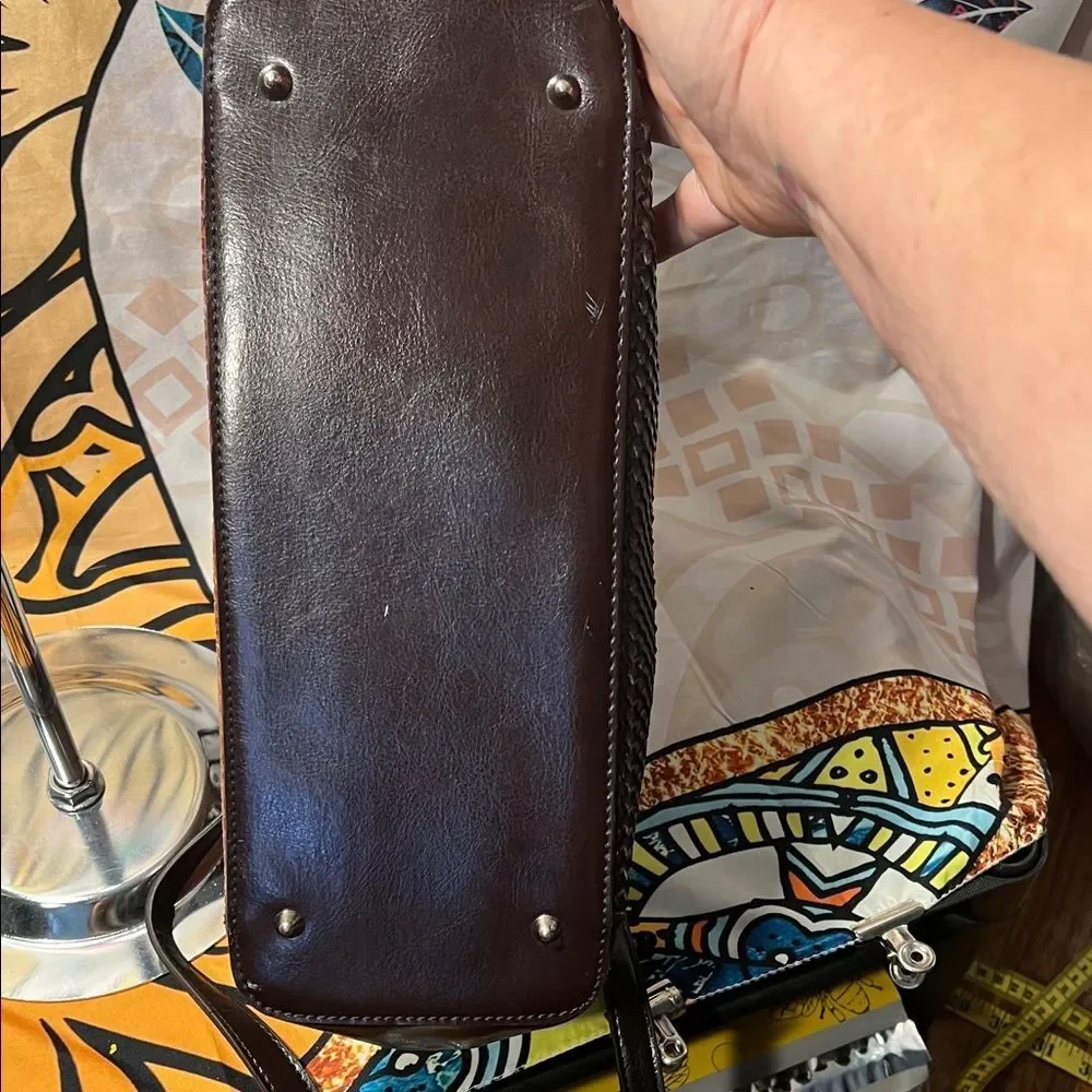 Elegant Brown Crocodile Pattern Satchel